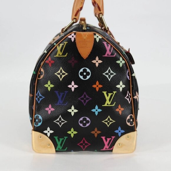LOUIS VUITTON Monogram Multicolor Speedy 30 Hand Bag Black M92642 Auth 115220V - Picture 4 of 16